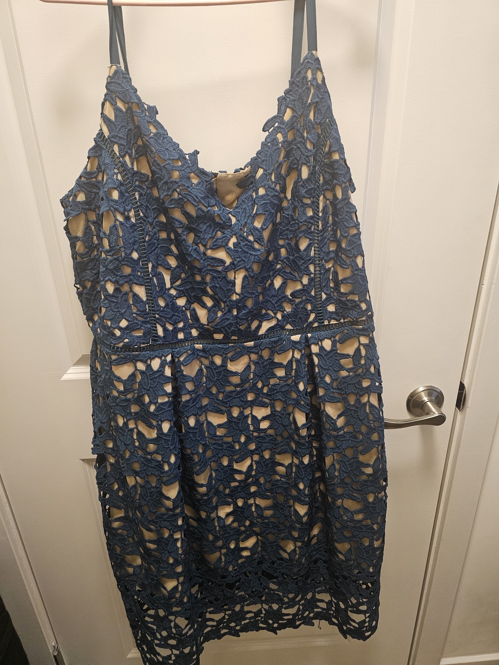 Blue Crochet Lace Sleeveless Dress - Brand Unspecified